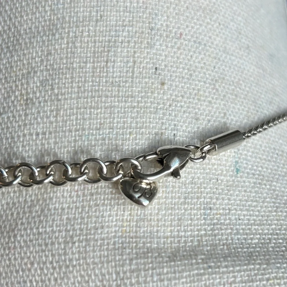 Brighton Meridian Linx Petite Necklace 18”Silver Plated Crystals & Cloth Bag